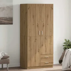 vidaXL Armarios Y Almacenamiento-Armario de madera de ingeniería roble artesanal 80x52x180 cm