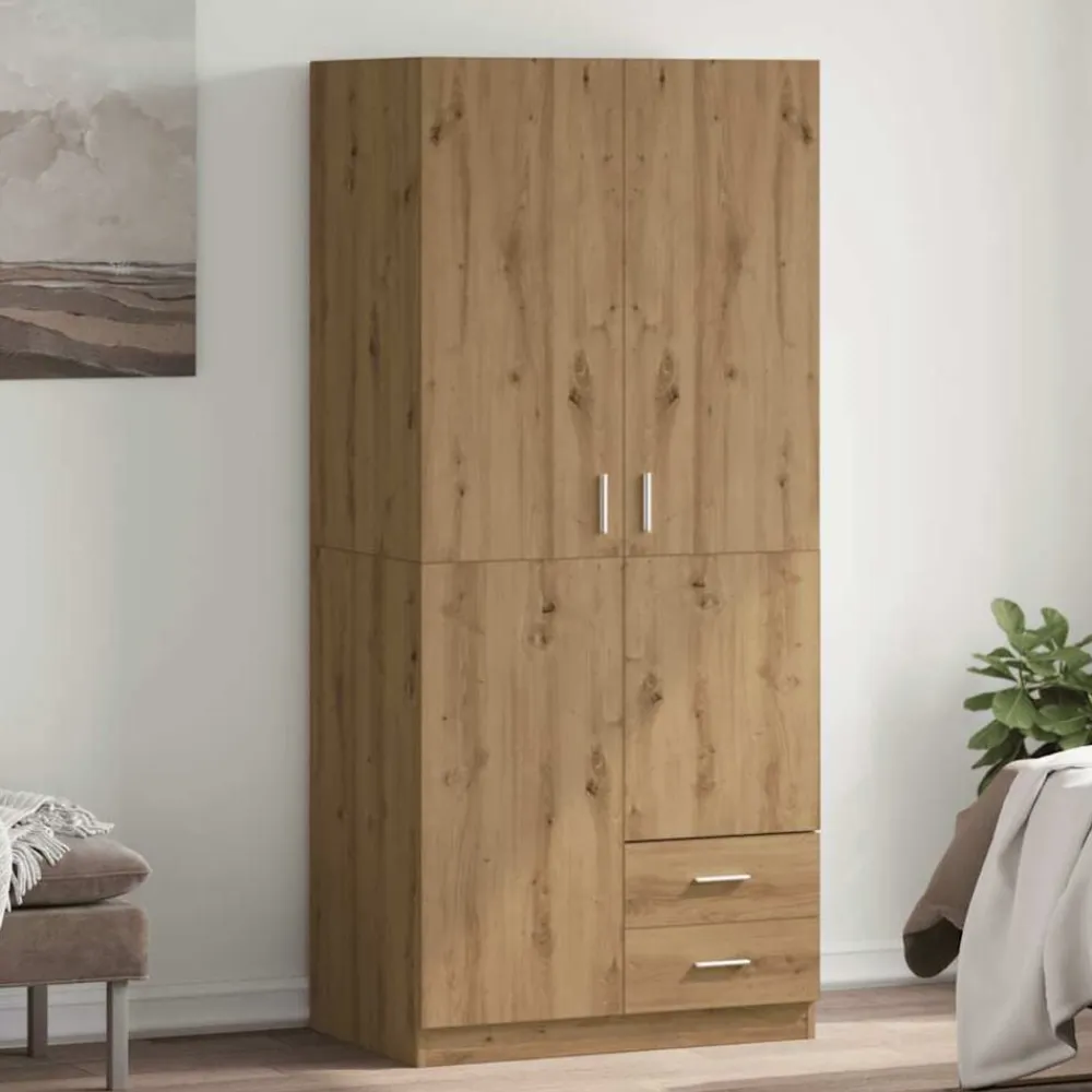 vidaXL Armarios Y Almacenamiento-Armario de madera de ingeniería roble artesanal 80x52x180 cm