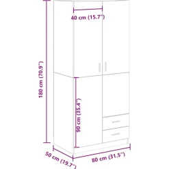vidaXL Armarios Y Almacenamiento-Armario de madera de ingeniería roble artesanal 80x52x180 cm