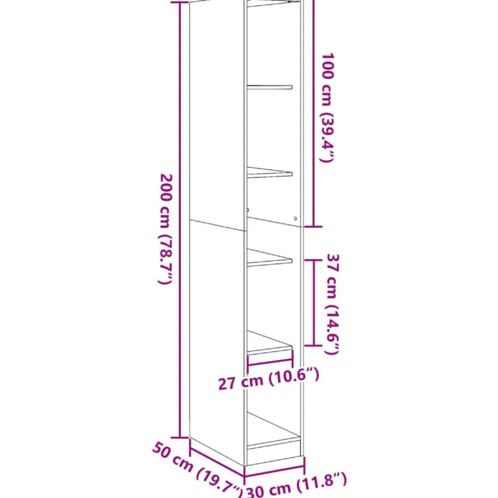 vidaXL Armario de madera de ingeniería 30x50x200 cm Roble Sonoma Discount