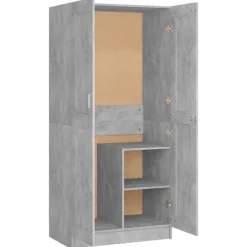 vidaXL Armario de madera contrachapada gris hormigón 82,5x51,5x180 cm Gris hormigón Online