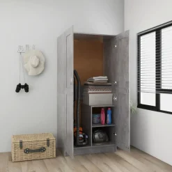 vidaXL Armario de madera contrachapada gris hormigón 82,5x51,5x180 cm Gris hormig&oacute;n Online
