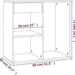vidaXL Armarios Y Almacenamiento-Armario de maquillaje madera color 80x40x75 cm