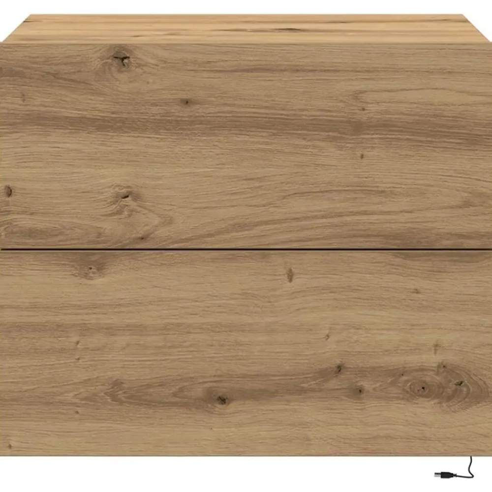 vidaXL Mesas-Armario de Noche con cajón Roble artesanal 50 x 39 x 41 cm