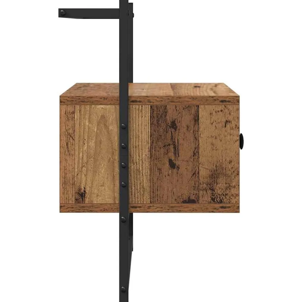 vidaXL Mesas-Armario de Noche con cajón Madera vieja 35 x 30 x 51 cm