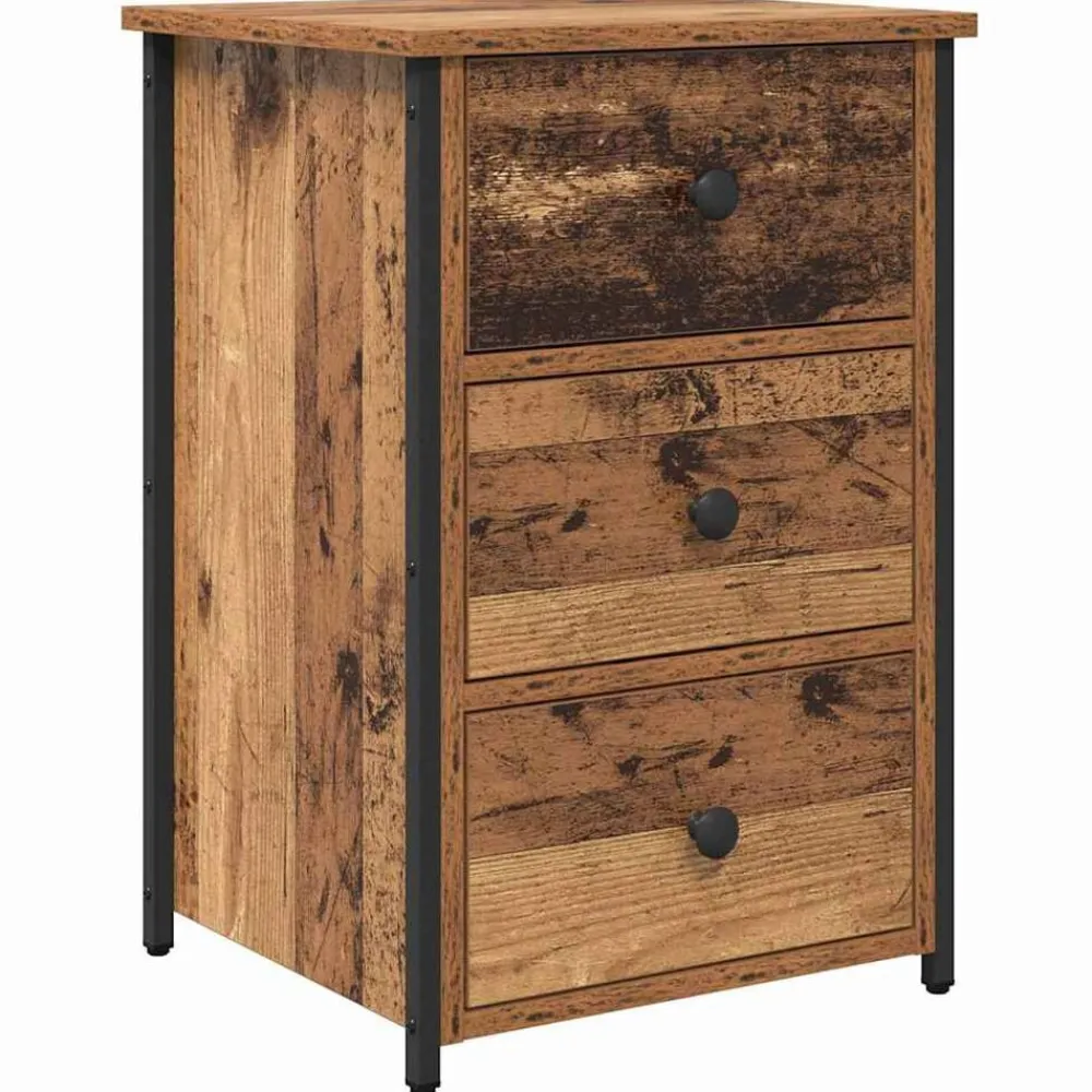 vidaXL Armario de Noche con cajón Marrón 40 x 36 x 60 cm Madera envejecida Outlet