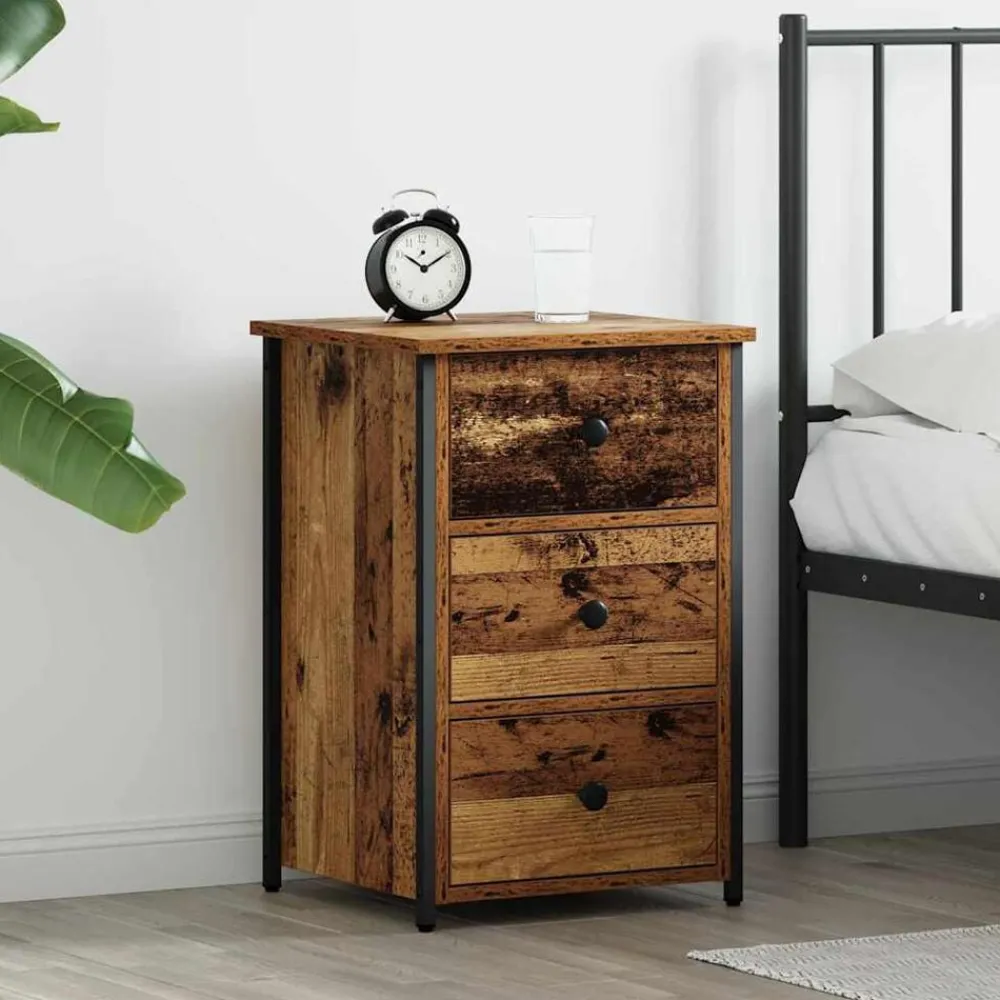 vidaXL Armario de Noche con cajón Marrón 40 x 36 x 60 cm Madera envejecida Outlet
