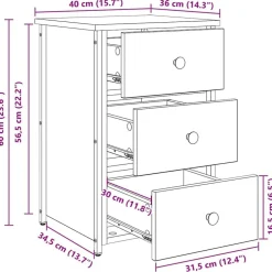 vidaXL Armario de Noche con cajón Marrón 40 x 36 x 60 cm Madera envejecida Outlet