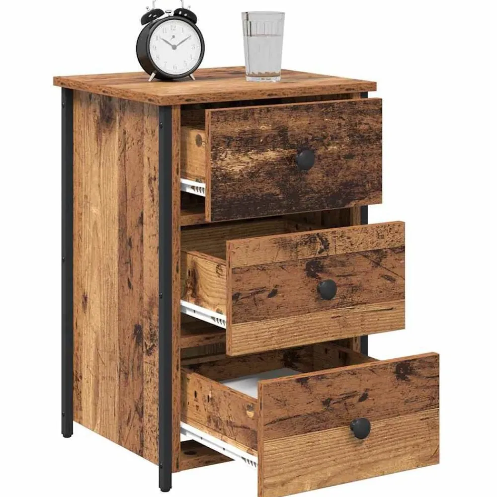 vidaXL Armario de Noche con cajón Marrón 40 x 36 x 60 cm Madera envejecida Outlet