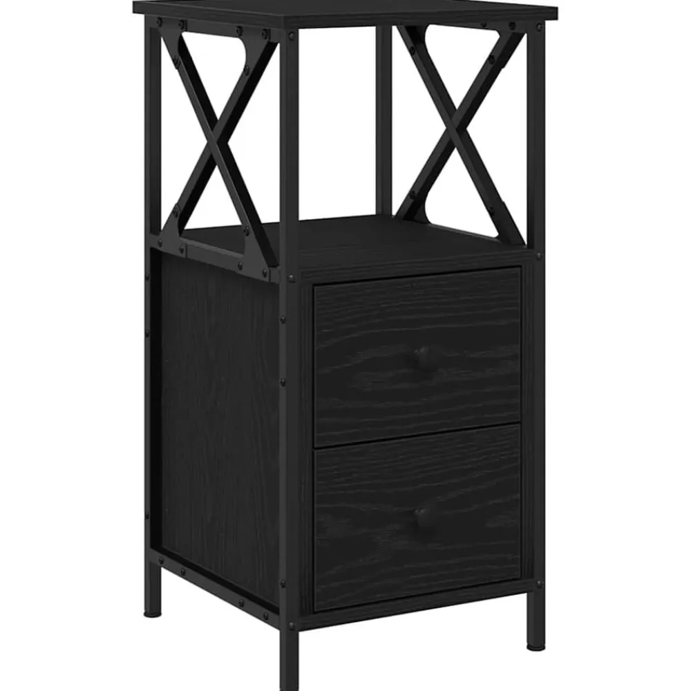 vidaXL Armario de Noche con cajón 34 x 35,5 x 70 cm Roble negro Clearance