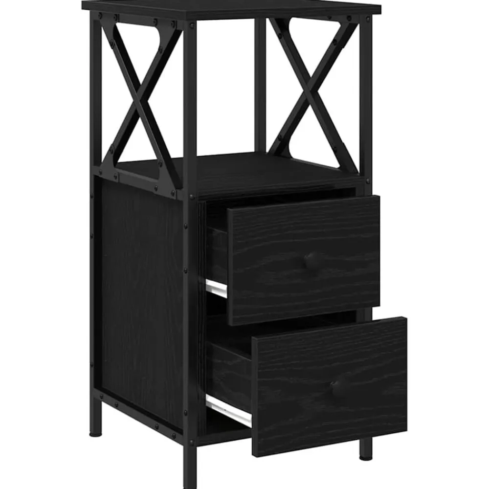 vidaXL Armario de Noche con cajón 34 x 35,5 x 70 cm Roble negro Clearance