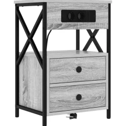 vidaXL Armario de Noche con cajón 40 x 31 x 60 cm Gris sonoma Discount