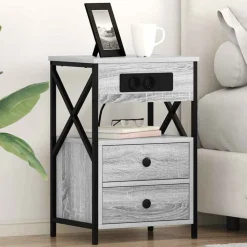 vidaXL Armario de Noche con cajón 40 x 31 x 60 cm Gris sonoma Discount