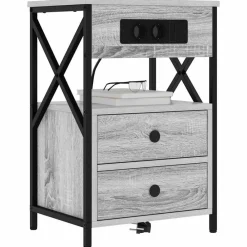 vidaXL Armario de Noche con cajón 40 x 31 x 60 cm Gris sonoma Discount
