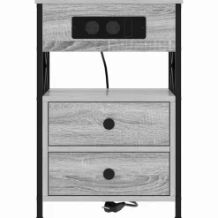 vidaXL Armario de Noche con cajón 40 x 31 x 60 cm Gris sonoma Discount