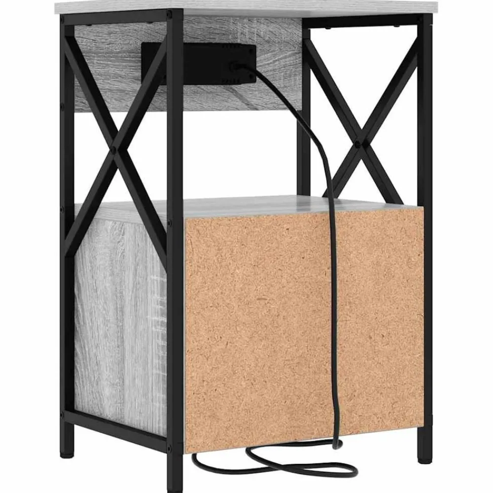 vidaXL Armario de Noche con cajón 40 x 31 x 60 cm Gris sonoma Discount