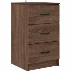 vidaXL Mesas-Armario de Noche con cajón Marrón roble 38 x 38 x 66 cm