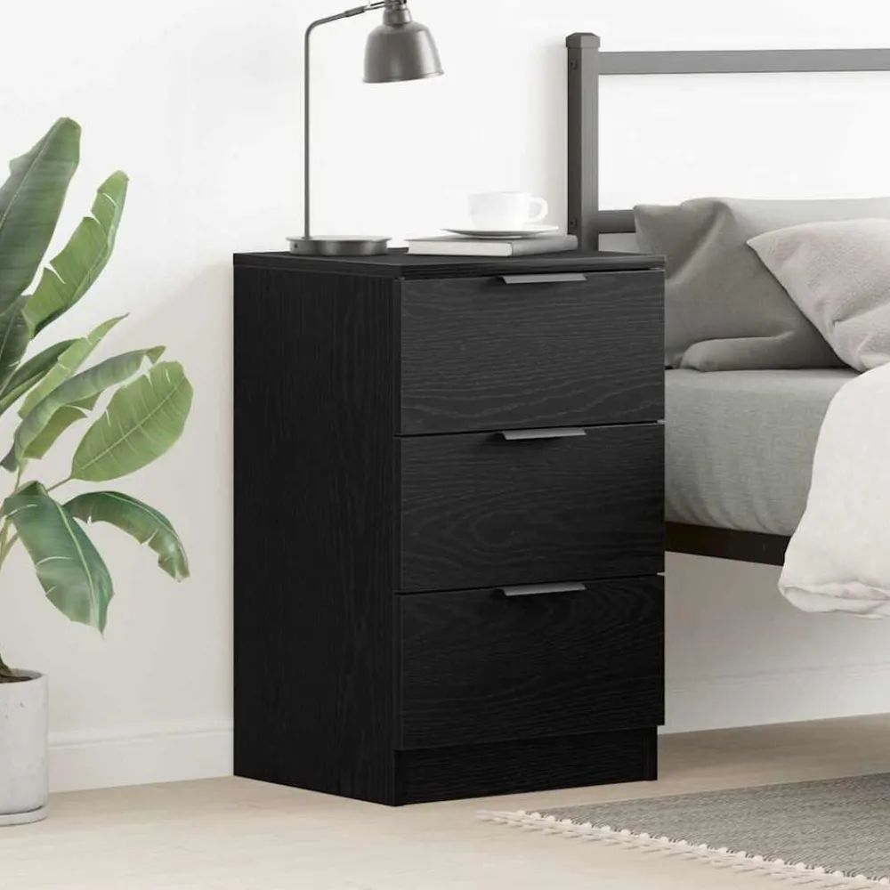 vidaXL Armario de Noche con cajón Roble Negro 40 x 65 x 65 cm Hot
