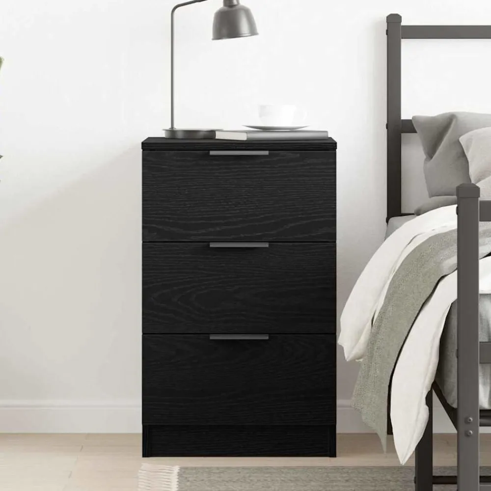 vidaXL Armario de Noche con cajón Roble Negro 40 x 65 x 65 cm Hot