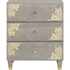 vidaXL Armario de Noche 50 x 33 x 62 cm Madera de mango maciza Gris Sale