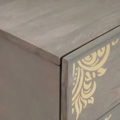 vidaXL Armario de Noche 50 x 33 x 62 cm Madera de mango maciza Gris Sale