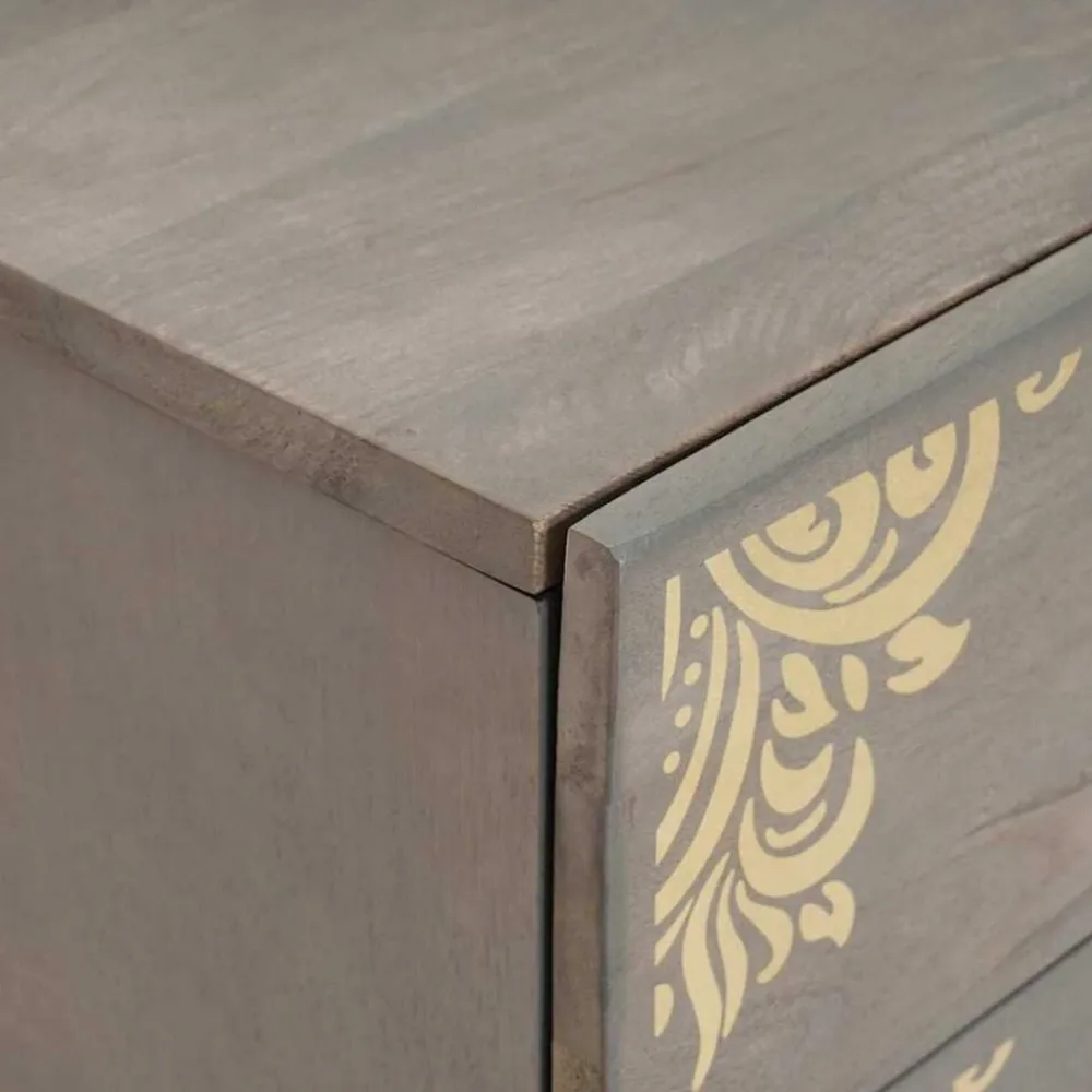 vidaXL Armario de Noche 50 x 33 x 62 cm Madera de mango maciza Gris Sale