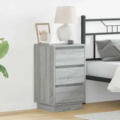 vidaXL Mesas-Armario de Noche Gris 39 x 34,5 x 65 cm Madera de ingeniería