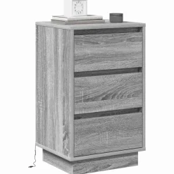 vidaXL Mesas-Armario de Noche Gris 39 x 34,5 x 65 cm Madera de ingeniería