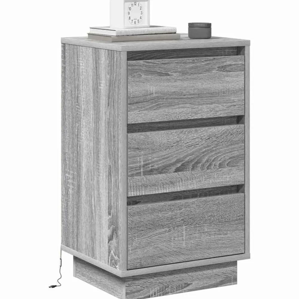 vidaXL Mesas-Armario de Noche Gris 39 x 34,5 x 65 cm Madera de ingeniería