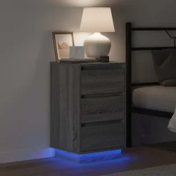 vidaXL Mesas-Armario de Noche Gris 39 x 34,5 x 65 cm Madera de ingeniería
