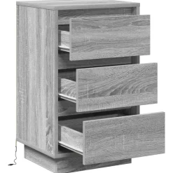 vidaXL Mesas-Armario de Noche Gris 39 x 34,5 x 65 cm Madera de ingeniería