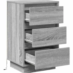 vidaXL Mesas-Armario de Noche Gris 39 x 34,5 x 65 cm Madera de ingeniería