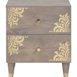 vidaXL Mesas-Armario de Noche 40 x 33 x 46 cm Madera de mango maciza