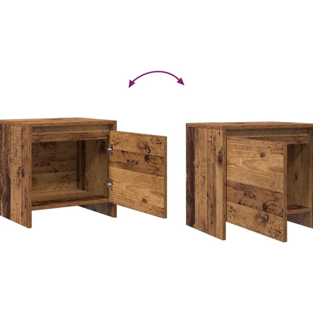 vidaXL Armario de Noche Madera vieja 45 x 34 x 44,5 cm Madera envejecida Discount