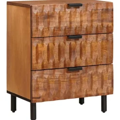 vidaXL Mesas-Armario de Noche Marrón 50 x 33 x 62 cm Madera de mango maciza
