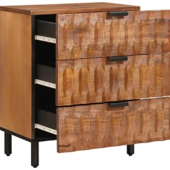 vidaXL Mesas-Armario de Noche Marrón 50 x 33 x 62 cm Madera de mango maciza