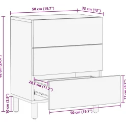 vidaXL Mesas-Armario de Noche Marrón 50 x 33 x 62 cm Madera de mango maciza