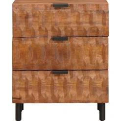 vidaXL Mesas-Armario de Noche Marrón 50 x 33 x 62 cm Madera de mango maciza