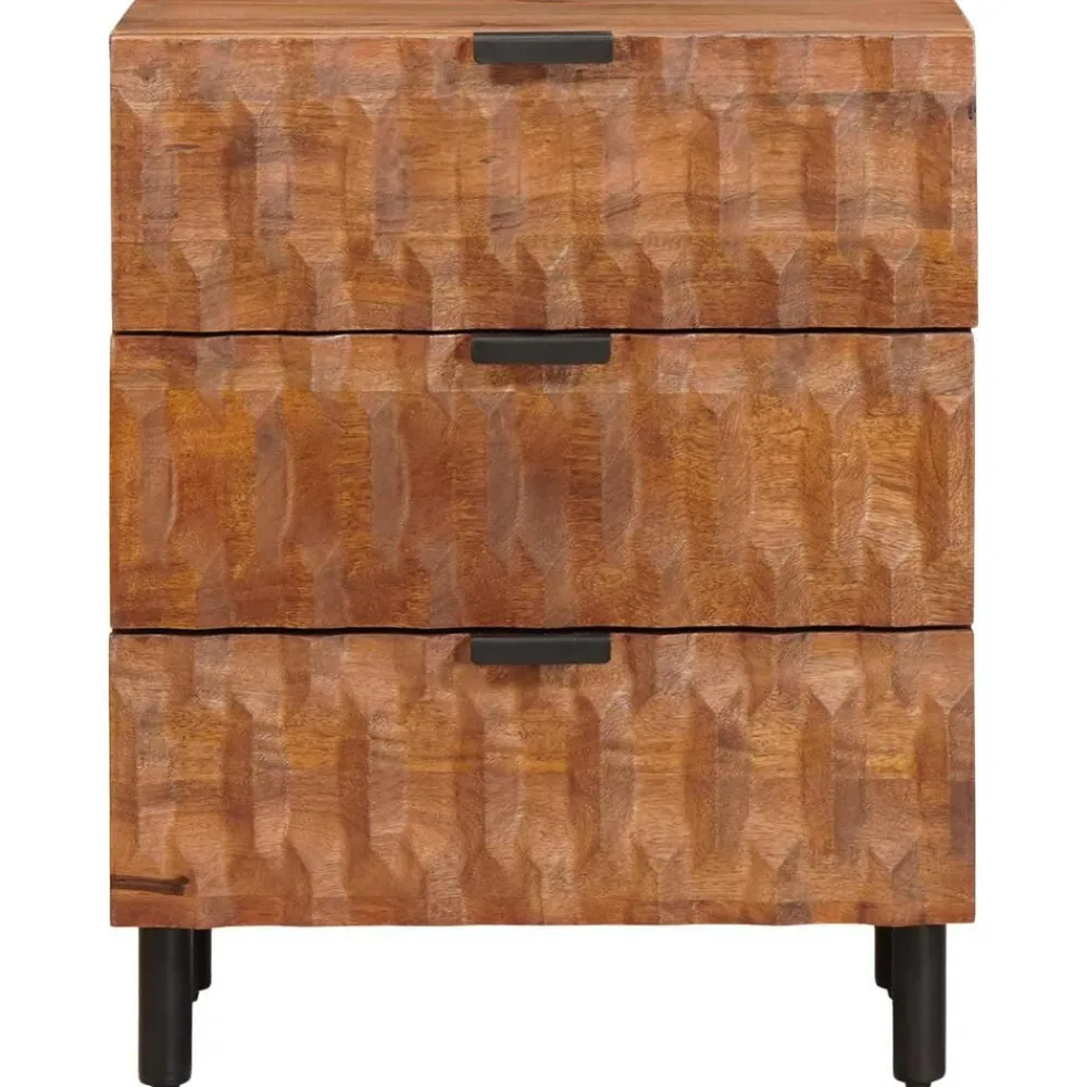 vidaXL Mesas-Armario de Noche Marrón 50 x 33 x 62 cm Madera de mango maciza