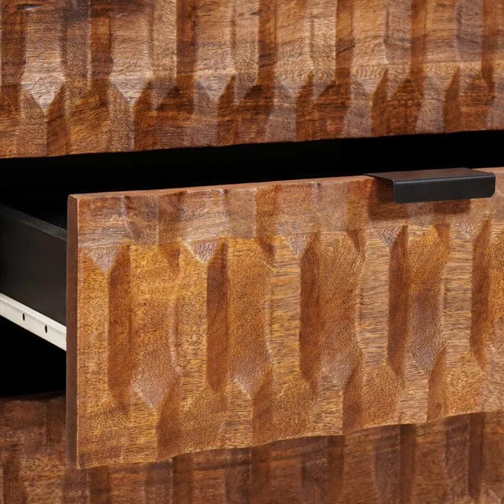 vidaXL Mesas-Armario de Noche Marrón 50 x 33 x 62 cm Madera de mango maciza