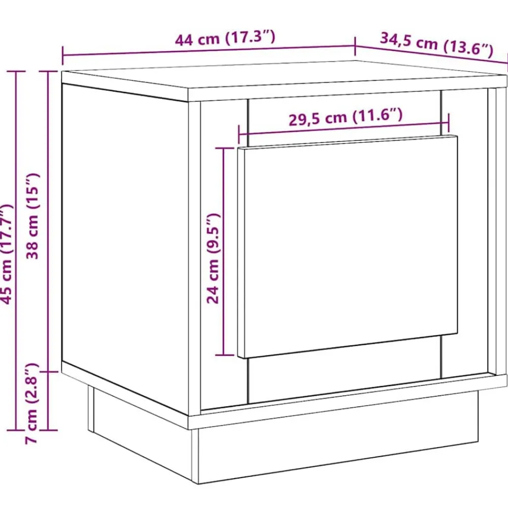 vidaXL Armario de Noche 44 x 34,5 x 45 cm Roble ahumado Clearance
