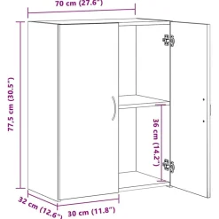 vidaXL Armario de Oficina con puerta Roble artesanal 70 x 32 x 77.5 cm Roble negro New