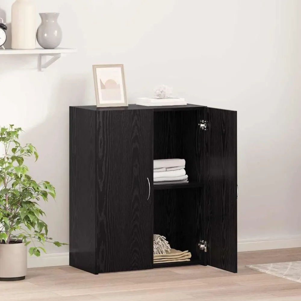 vidaXL Armario de Oficina con puerta Roble artesanal 70 x 32 x 77.5 cm Roble negro New