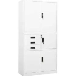 vidaXL Armario de oficina de acero 90x40x180 cm Blanco Sale
