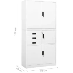 vidaXL Armario de oficina de acero 90x40x180 cm Blanco Sale