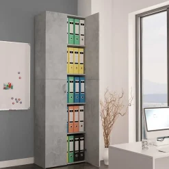 vidaXL Armario de oficina de contrachapado gris hormigón 60x32x190 cm Gris hormig&oacute;n Online
