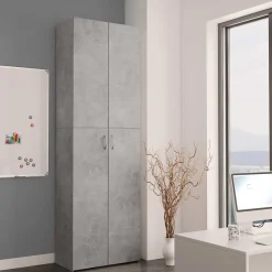 vidaXL Armario de oficina de contrachapado gris hormigón 60x32x190 cm Gris hormigón Online