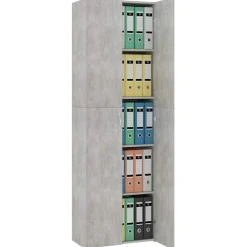 vidaXL Armario de oficina de contrachapado gris hormigón 60x32x190 cm Gris hormigón Online