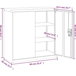 vidaXL Armario de oficina 2 puertas 90 cm acero gris Gris claro Sale