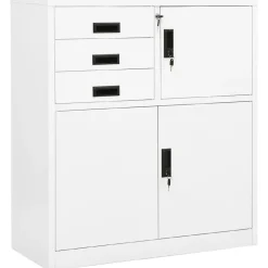 vidaXL Armario de oficina de acero 90x40x102 cm Blanco Outlet